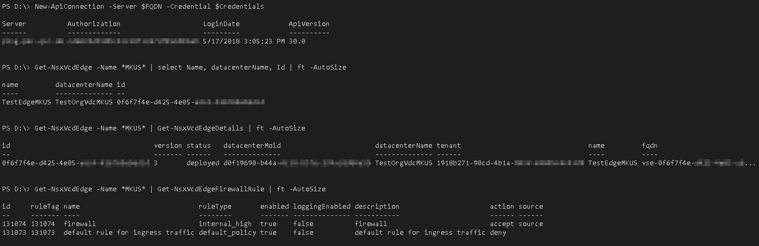 PowerShell Module for vCloud Director NSX API - Example