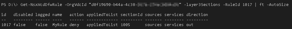 PowerShell Module for vCloud Director NSX API - Get-NsxVcdDfwRule