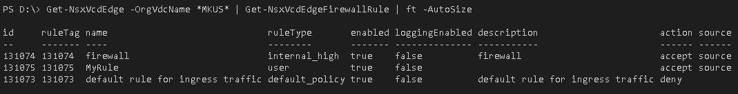 PowerShell Module for vCloud Director NSX API - Get-NsxVcdEdgeFirewallRule
