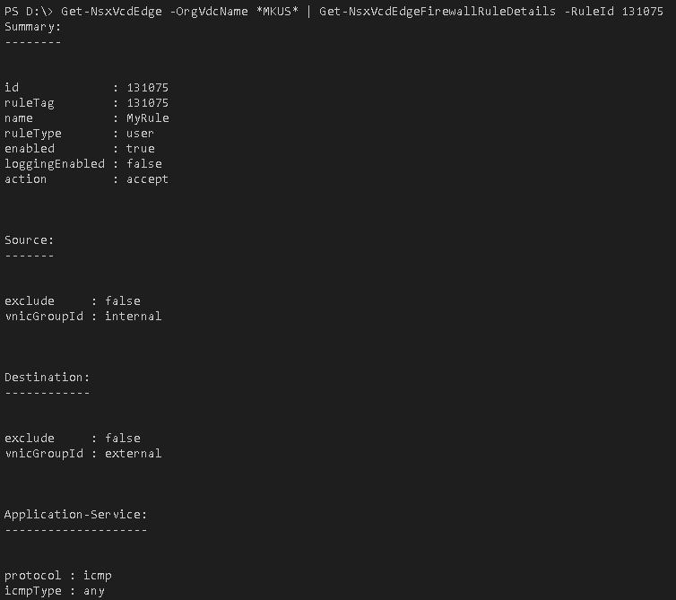 PowerShell Module for vCloud Director NSX API - Get-NsxVcdEdgeFirewallRuleDetails