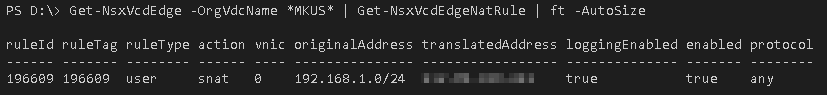 PowerShell Module for vCloud Director NSX API - Get-NsxVcdEdgeNatRule