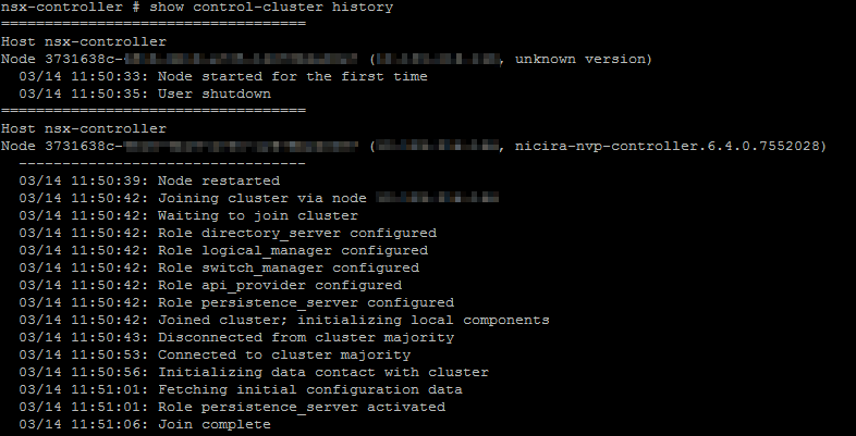 NSX Troubleshooting - Management and Control Plane - Show Control-Cluster History