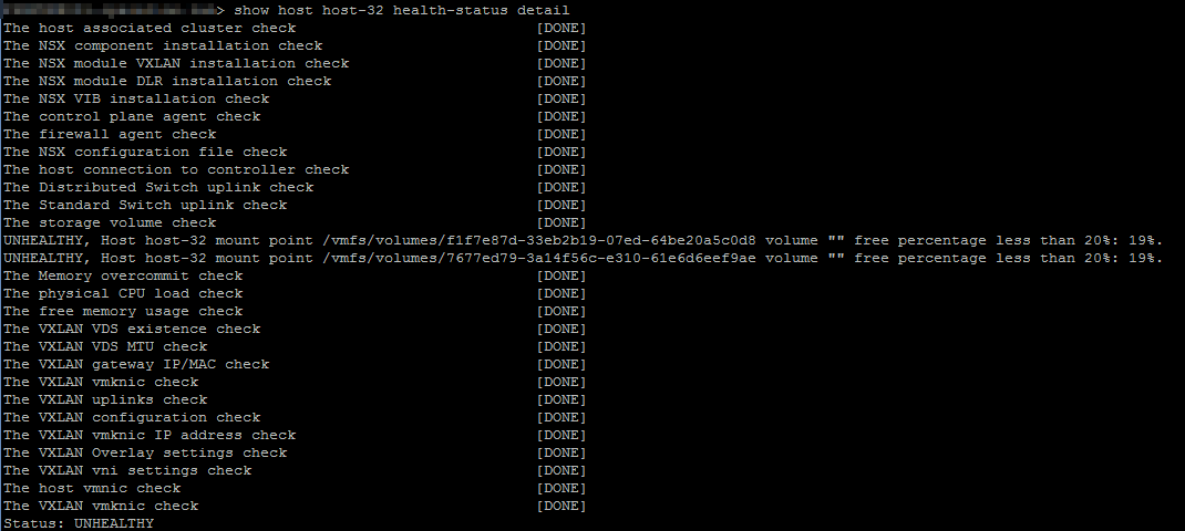 NSX Troubleshooting - Management and Control Plane - show host health-status