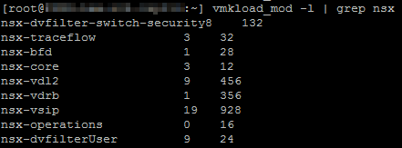 NSX Troubleshooting - Management and Control Plane - vmkload_mod -l