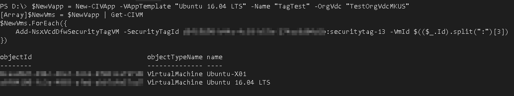 vCloud Director Dynamic Security Group with Tag - PowerCLI Provision VM with Security Tag