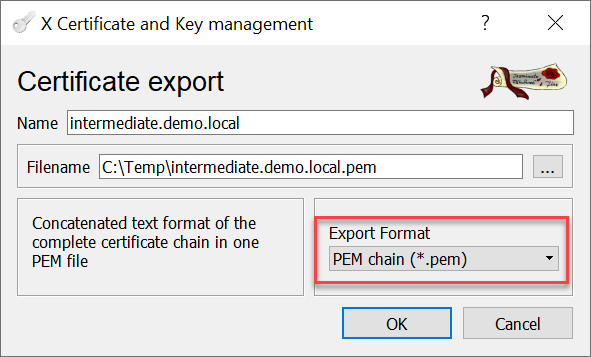 CA signed vCenter Certificate from XCA - CA Chain Export Format