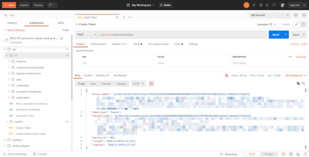 REST API service for Veeam backup & Replication Postman Collection