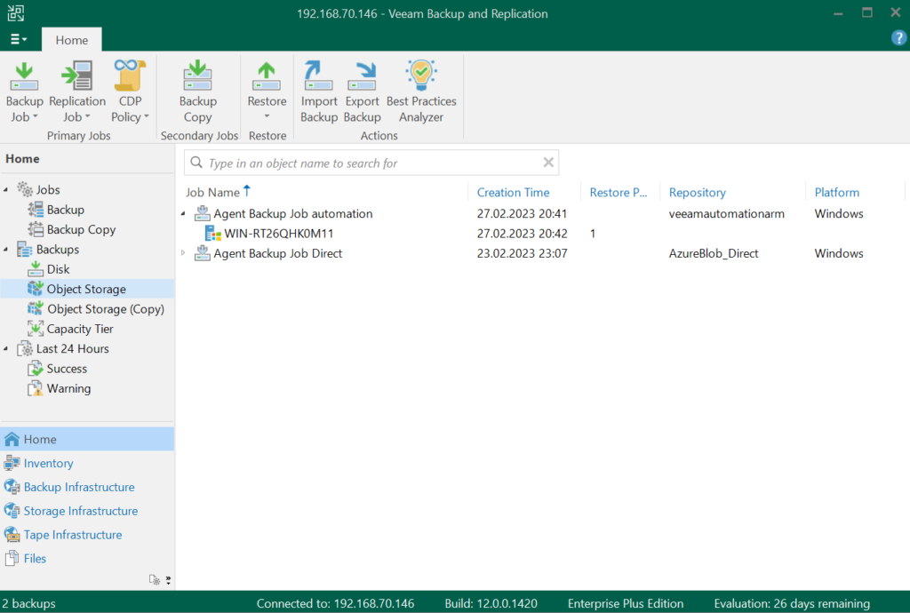 Veeam Azure Object Storage Automation - Veeam Backup & Replication V12 Backup