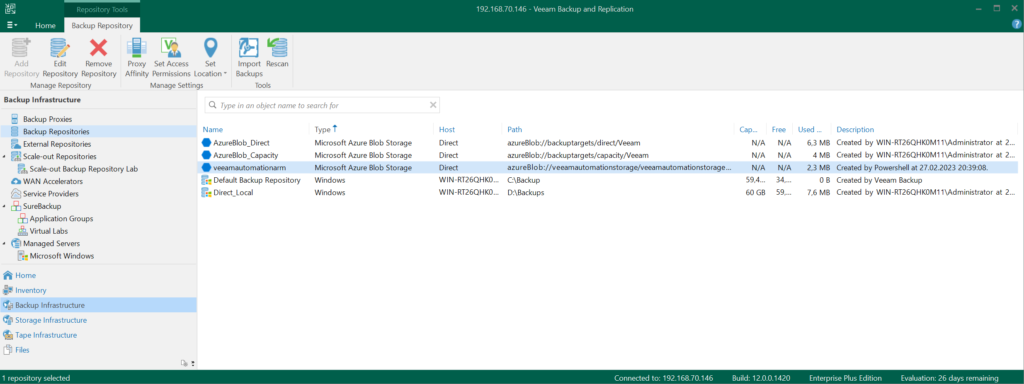 Veeam Azure Object Storage Automation - Veeam Backup & Replication V12 Repository