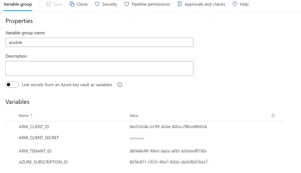 Azure DevOps Variable Group