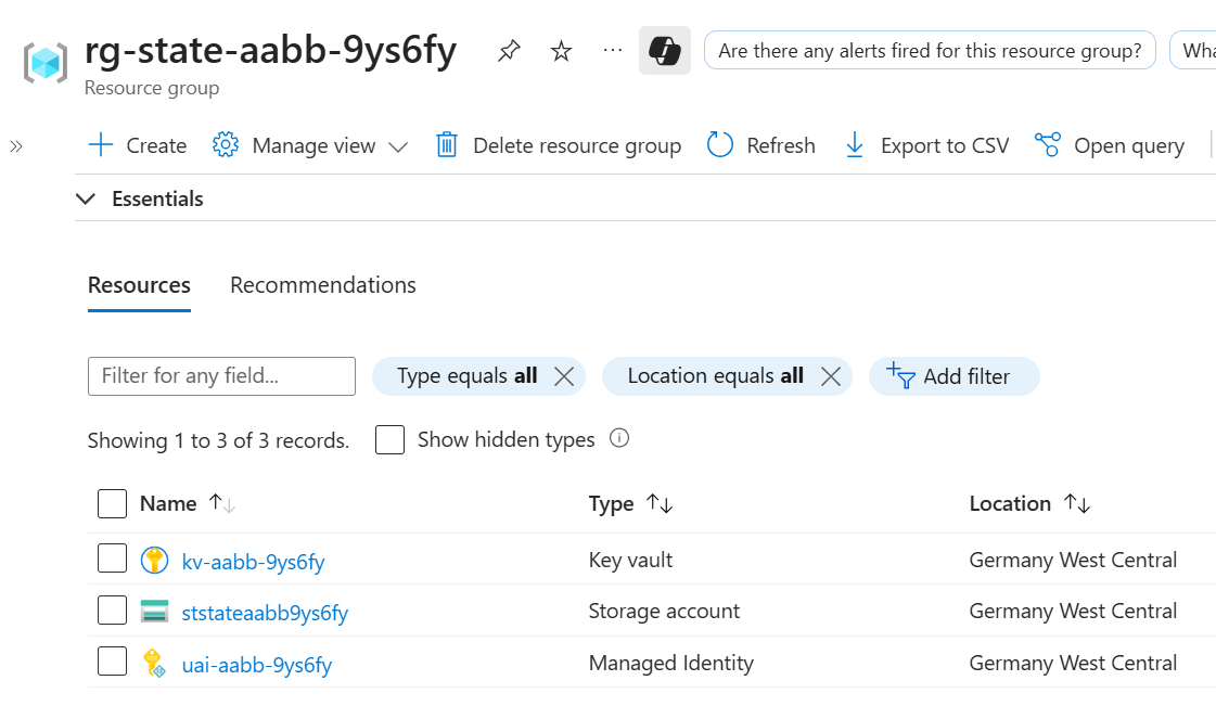 Azure Storage Account for Terraform State